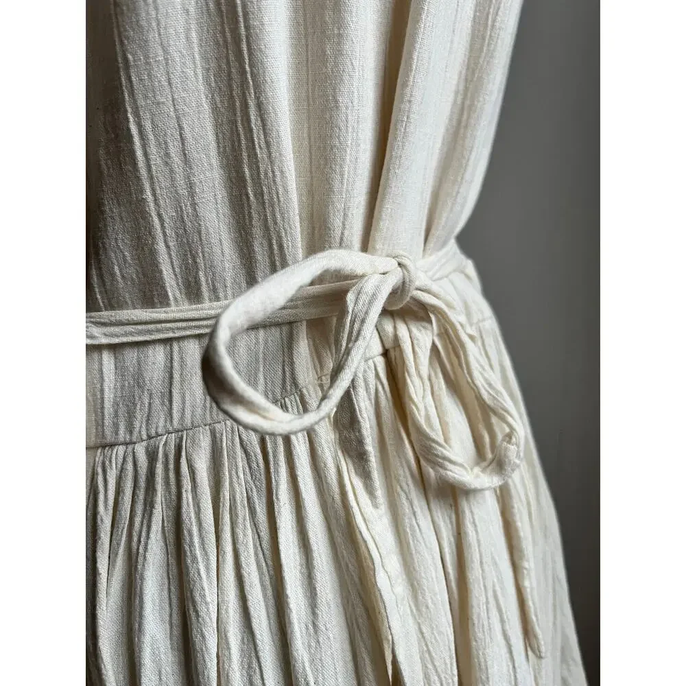 Vintage 60s Crochet Gauze Midi Dress | Ivory Cotton Lace Cottagecore Boho | M/L - Picture 6 of 10